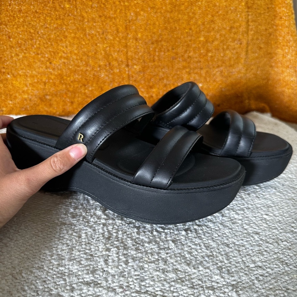 REEF Lofty Lux Hi Black Platform Sandals